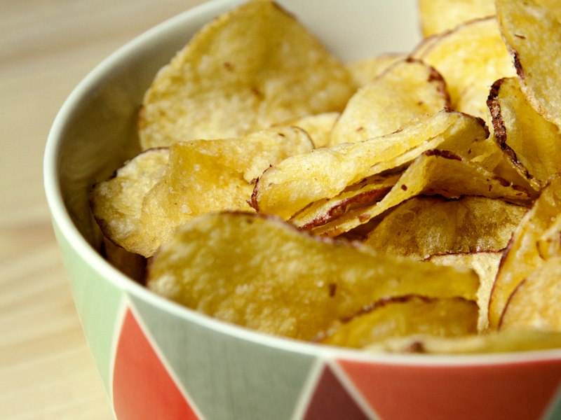 Spicy Masala potato chips in a bowl